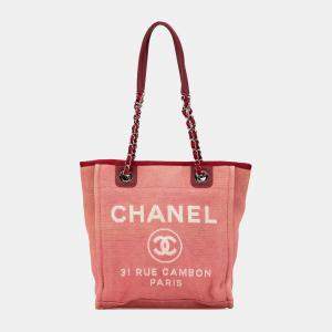 Chanel Red Mini Canvas Deauville Tote