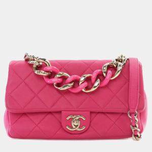 Chanel Pink Small Lambskin Elegant Chain Single Flap