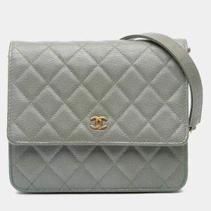 Quilted Caviar Square Wallet on Chain