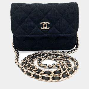 Chanel Black Fabric mini chain crossbody bag