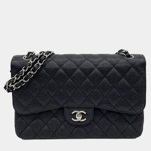Chanel Black Leather Caviar Classic Jumbo bag