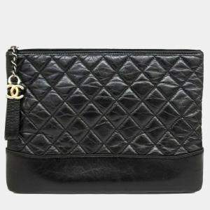 Chanel Black Leather Gabriel New Medium Clutch