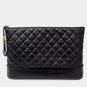 Chanel Black Leather Gabriel Large Clutch