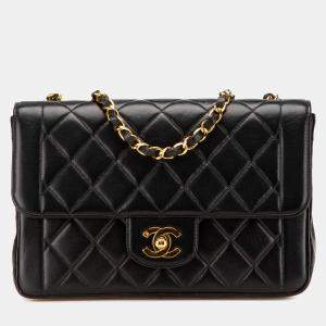Chanel Black Medium CC Quilted Lambskin Border Single Flap