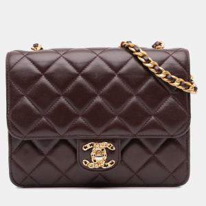 Chanel Burgundy Mini Quilted Shiny Lambskin Single Flap