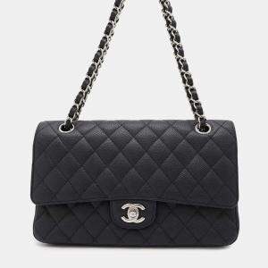 Chanel Black Caviar Leather 25 Chain Shoulder Bag 