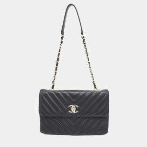 Chanel Black Lambskin Trendy CC Chevron Shoulder Bag