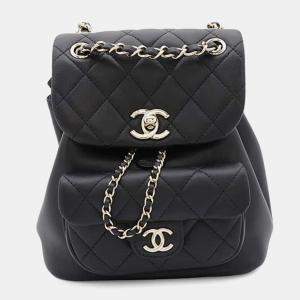 Chanel Black Matelasse Mini  Lambskin Chain backpack 
