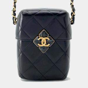 Chanel Matelasse Cc Logo Box Chain Black Lambskin shoulder  Bag