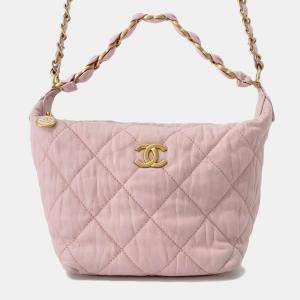 Chanel Pink Lambskin CC Logo Hobo Bag 