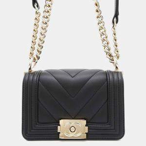 Chanel Black Leather Mini Boy Chain Shoulder Bag 