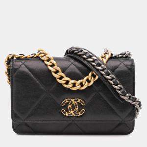 Chanel Black Quilted Lambskin 19 Wallet on Chain