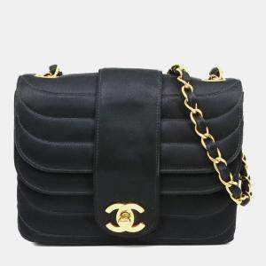 Chanel Black Satin Mini Mademoiselle Chain Shoulder Bag