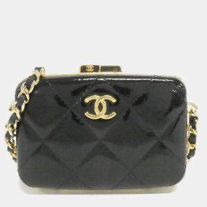 Chanel Black Leather Chain Clutch Bag