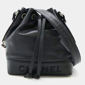 Chanel Black Caviar Leather Drawstrings Shoulder Bag