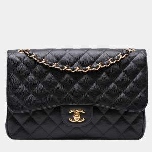 Chanel Black Jumbo Classic Caviar Double Flap