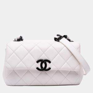 Chanel White Small Quilted Caviar My Everything Flap