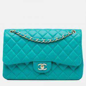 Chanel Blue Jumbo Classic Lambskin Double Flap