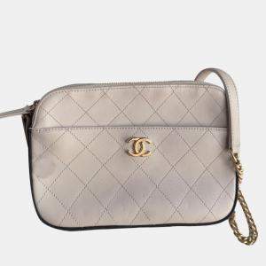 Pre Owned Chanel Ivory White Camera Shoulder Bag