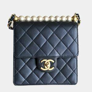 Pre Owned Chanel Pearlescent Blue Chic Pearls Shoulder Bag