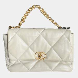 Pre Owned Chanel Beige Leather 19 Medium Shoulder Bag