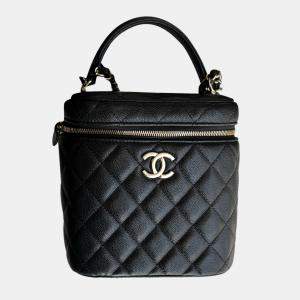 Chanel Black Lambskin Cosmetic Vanity Bag