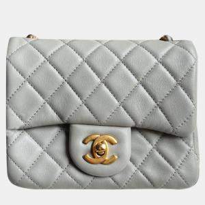 Pre Owned Chanel Grey Square Mini Shoulder Bag 