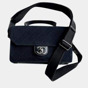Chanel Navy and Black Canvas Salzburg Tote Bag