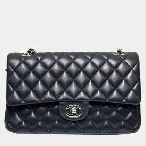 Chanel Black Lambskin Classic Flap F Medium Shoulder Bag