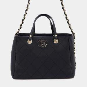 Chanel  Black Bullskin Small Matelasse Shopping Bag
