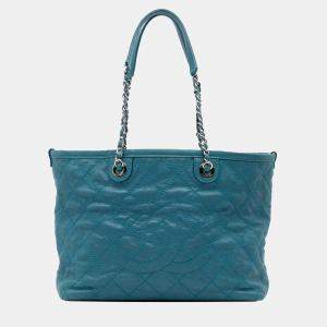 Chanel Blue Small Quilted Caviar Daily Shopping Tote
