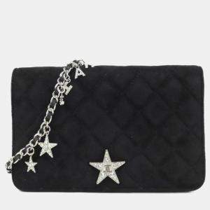  Chanel Black Suede Star Wallet On Chain 