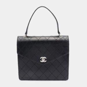 Chanel Leather Black Matelasse Handbag
