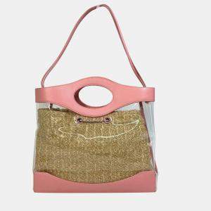 Chanel Calfskin Vinyl  Clear Pink Cc Coco Mark Tote Bag Large Shopping Bag