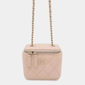 Chanel Caviar Skin Chain Shoulder Bag Matelasse Coco Mark Classic Small Vanity Case