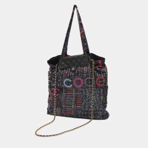 Chanel Caviar Nylon Black Matelasse Chain Shoulder And Eco Bag
