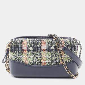 Chanel Navy Multicolor Fabric and Leather Gabrielle Shoulder Bag