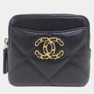 Chanel Black Lambskin Leather 19 Wallet 