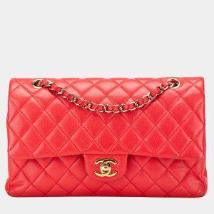 Chanel Red Medium Classic Caviar Double Flap