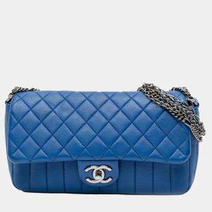 Chanel Blue CC Quilted Calfskin Multi Chain Flap