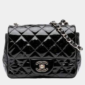 Pre Owned Chanel Black Mini Square Classic Patent Single Flap