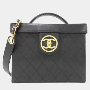Pre Owned Chanel Black Lambskin Leather Vanity Shoulder Bag