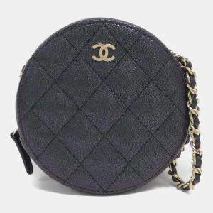 Chanel Black Leather Round Chain Shoulder Bag