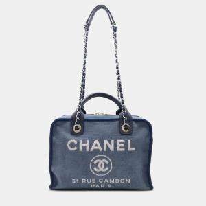 Chanel Blue Canvas Deauville Bowling Bag 