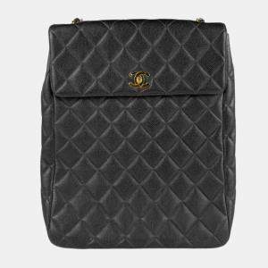 Chanel Shoulder Bag Matelasse Caviar Leather Metal Dark Navy Gold