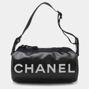 Chanel Rubber Nylon Black White Sport Line Coco Mark Shoulder Bag
