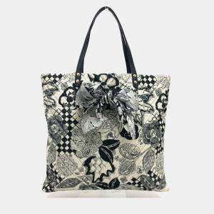  Chanel White Canvas Printed Camellia Tote Bag 
