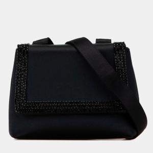 Chanel Black Satin Coco Mark Square Shoulder Bag