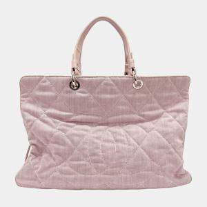 Chanel Pink Purple Silver Canvas Handbag