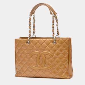  Chanel Patent Leather Gold Matelasse GST Chain Tote Bag